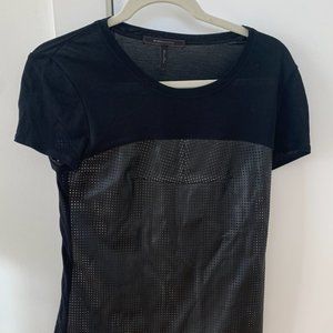BCBG Black with Leather Pattern Tee